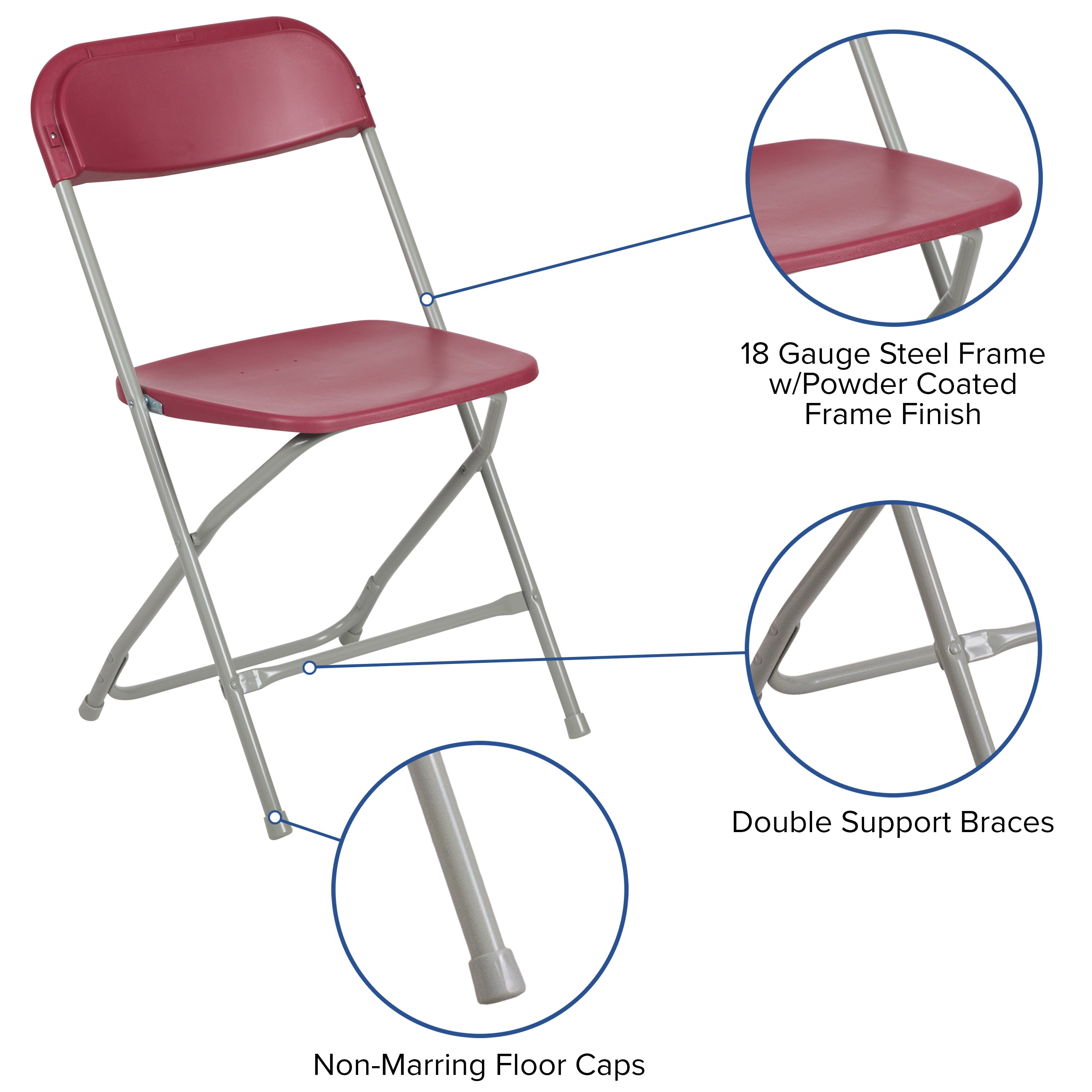 Plastic Folding Chair, 650 lb Capacity