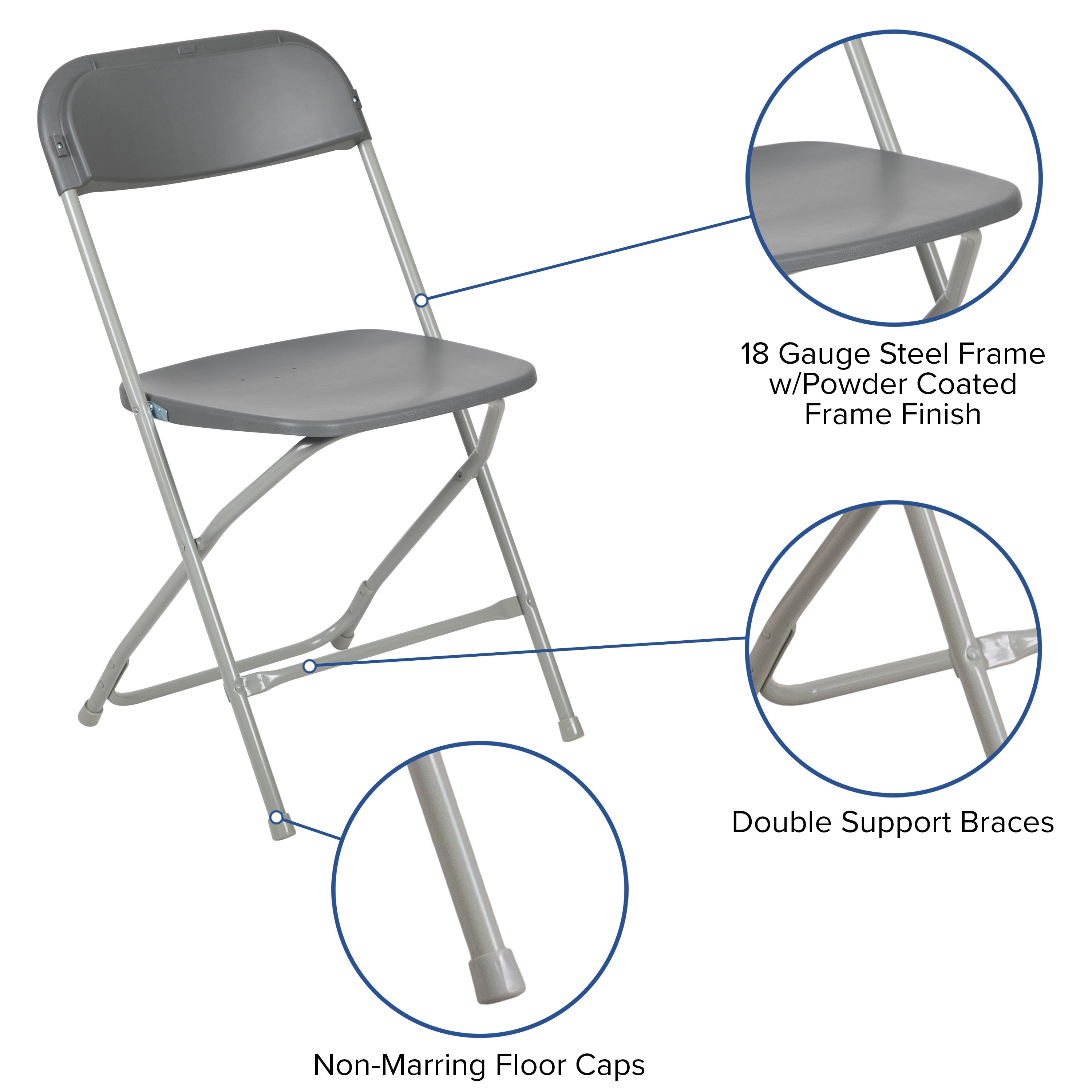 Plastic Folding Chair, 650 lb Capacity