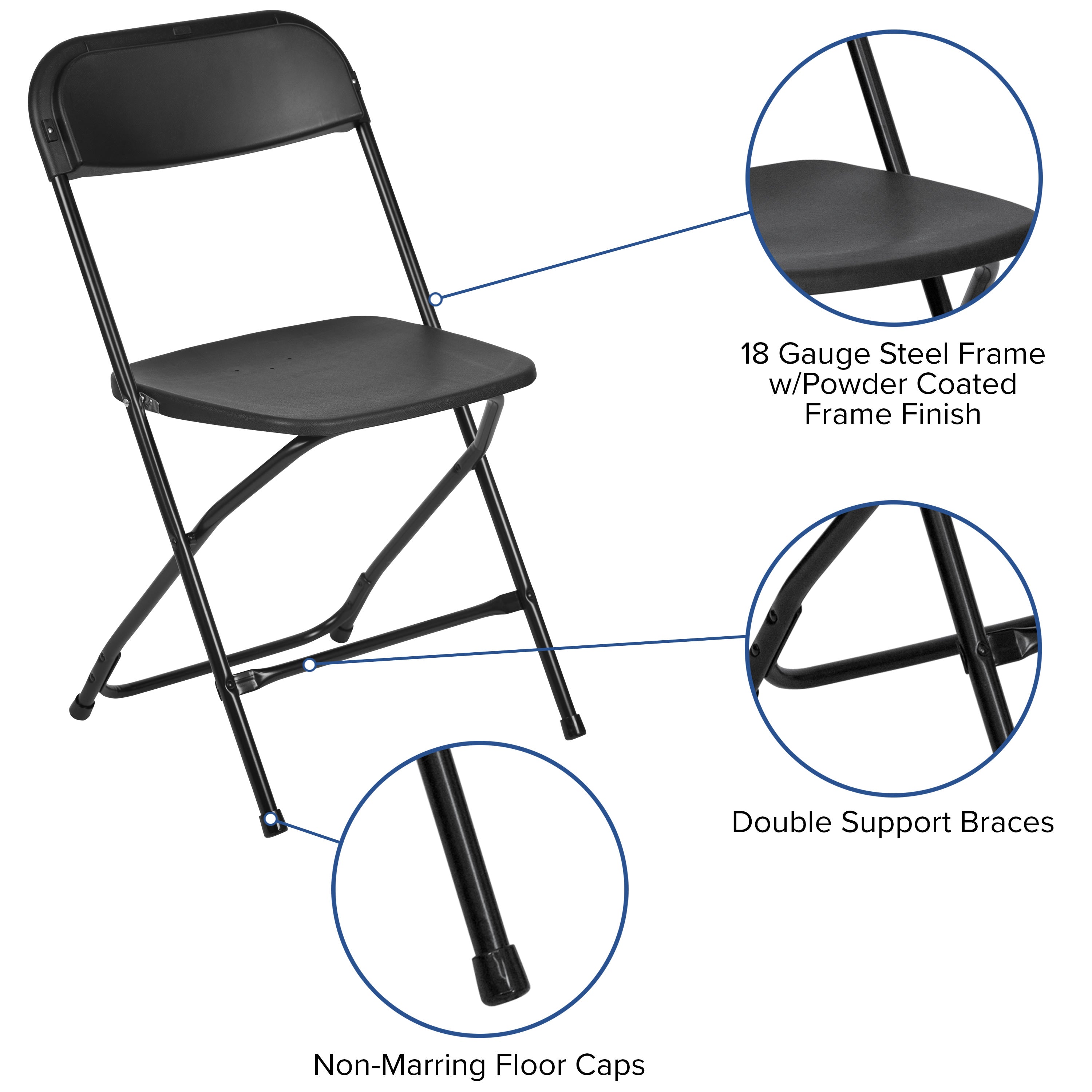 Plastic Folding Chair, 650 lb Capacity