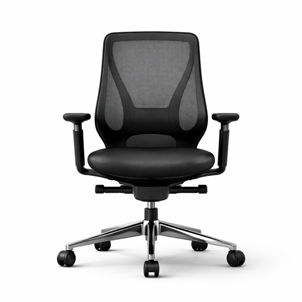 Black Mesh Ergonomic Office Chair with Adjustable Armrests-Dravimorax