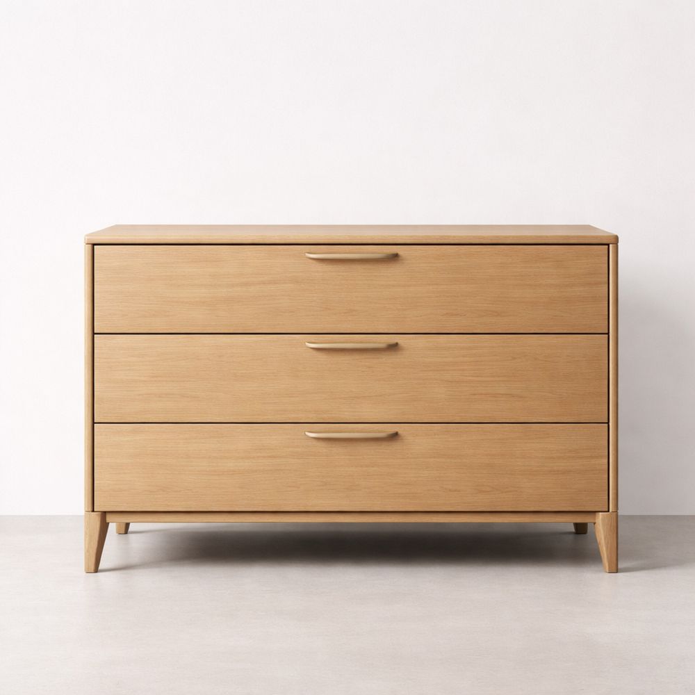 Three-drawer oak cabinet in natural color-Dravimorax