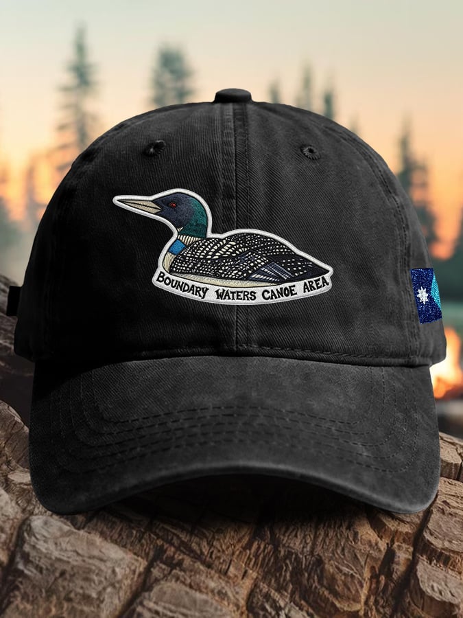 Retro Boundary Waters Canoe Area Save The BWCA Save The Boundary Waters Mn State Loon Print Baseball Cap
