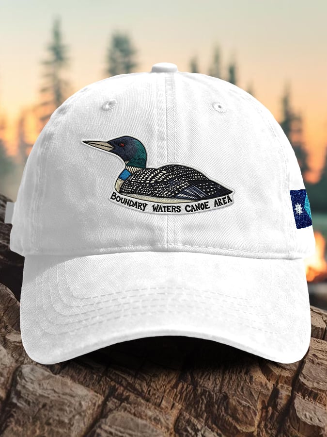 Retro Boundary Waters Canoe Area Save The BWCA Save The Boundary Waters Mn State Loon Print Baseball Cap