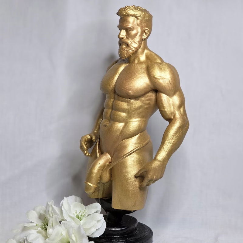 Muscular Bearded Male Sculpture