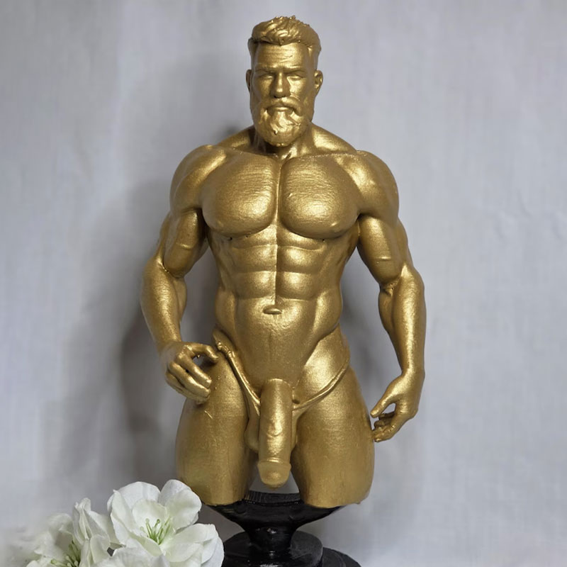 Muscular Bearded Male Sculpture