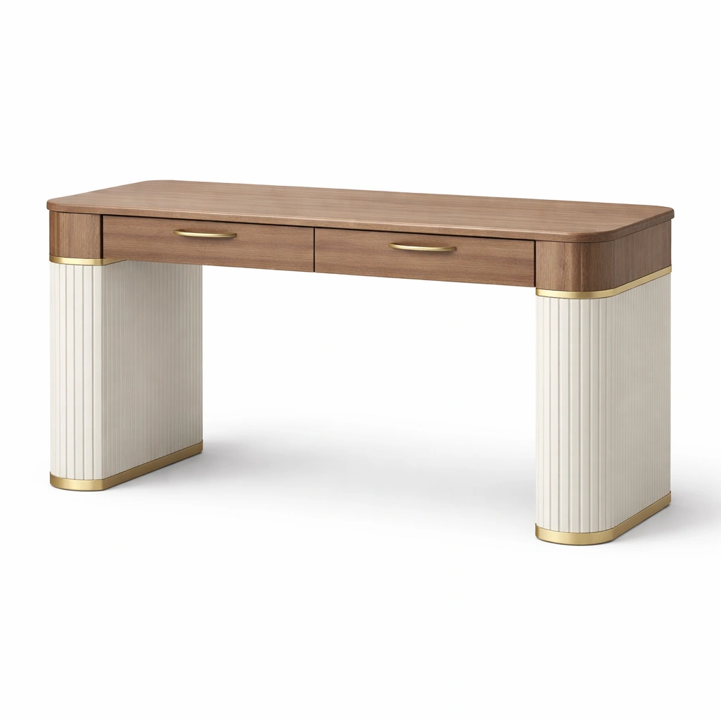 Schreibtisch Holz Braun Weiss Modern-qerlivo