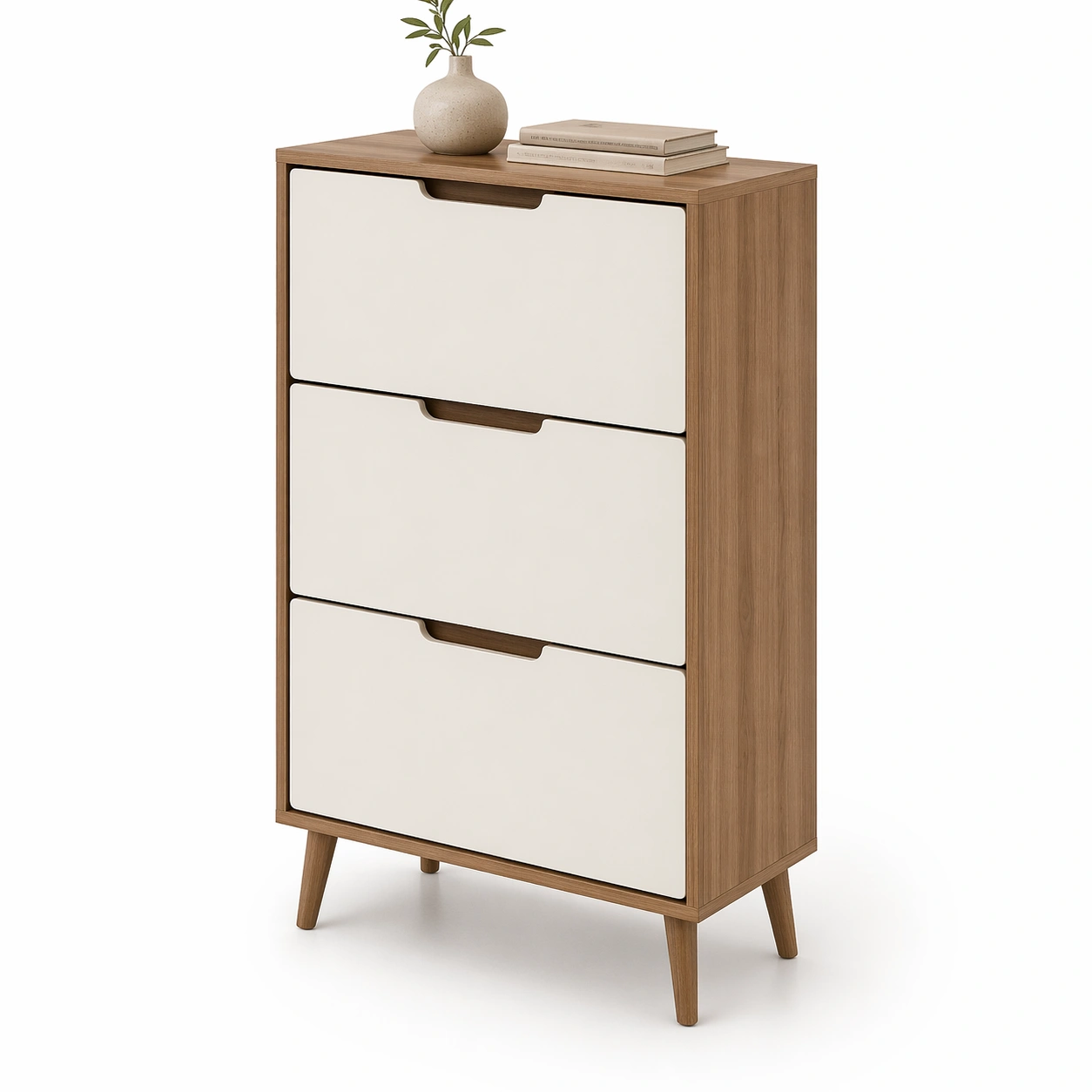 Kommode Holz Beige Drei Schubladen Design-qerlivo