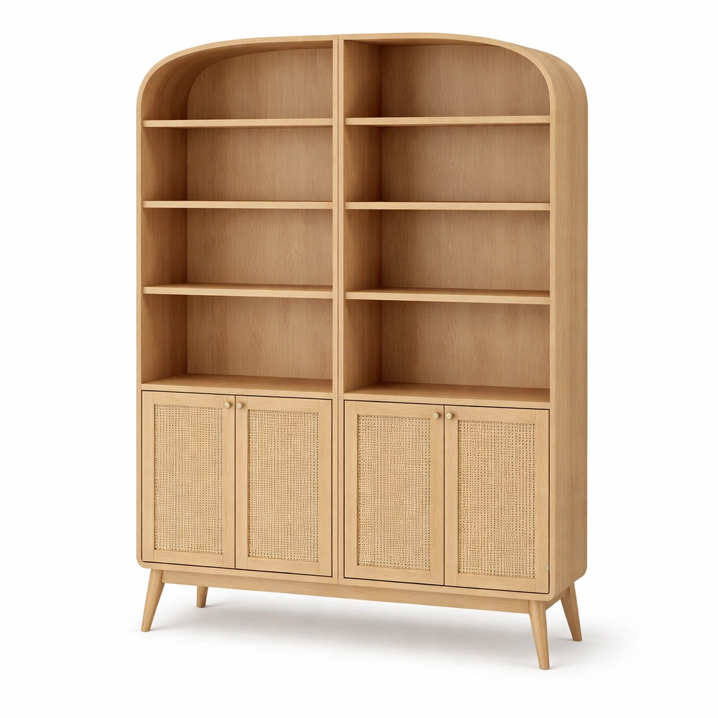 Doppel Regal Holz Rattan Klassisch-qerlivo