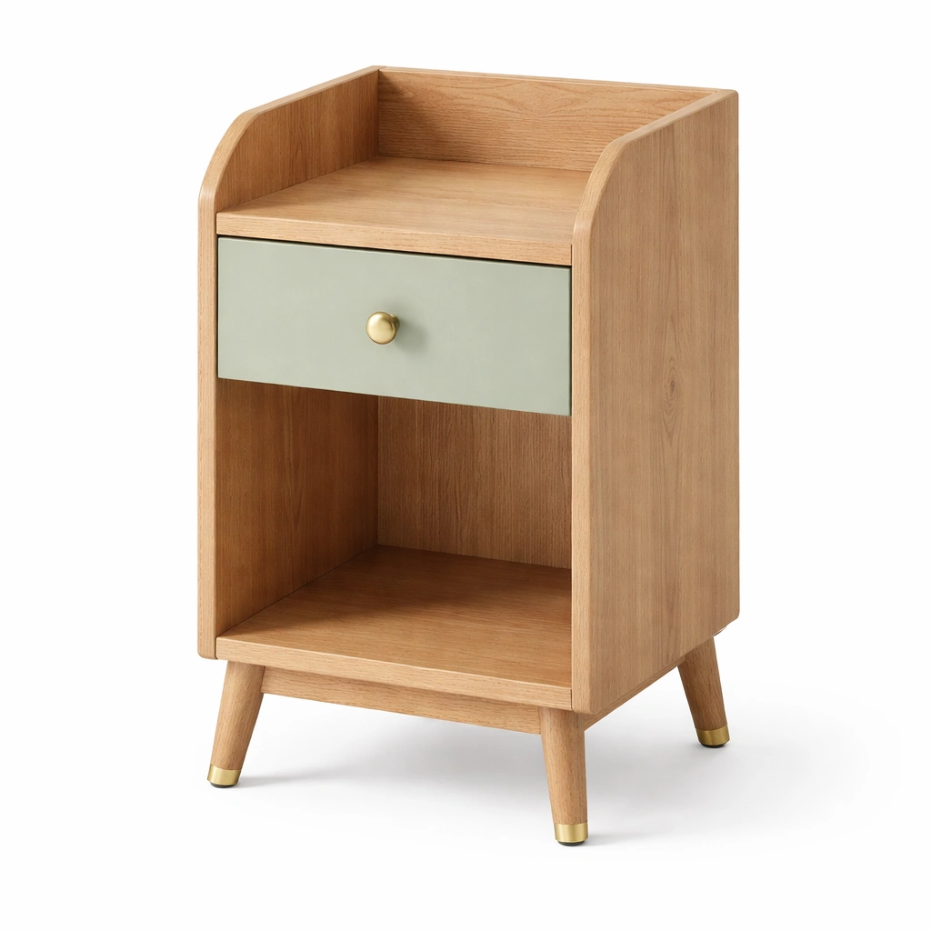 Nachttisch Holz Gruen Schublade Modern-qerlivo