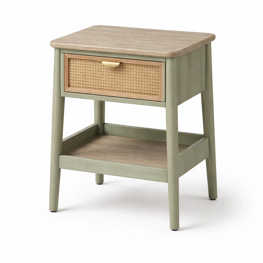 Nachttisch Holz Rattan Klassisch Klein-qerlivo