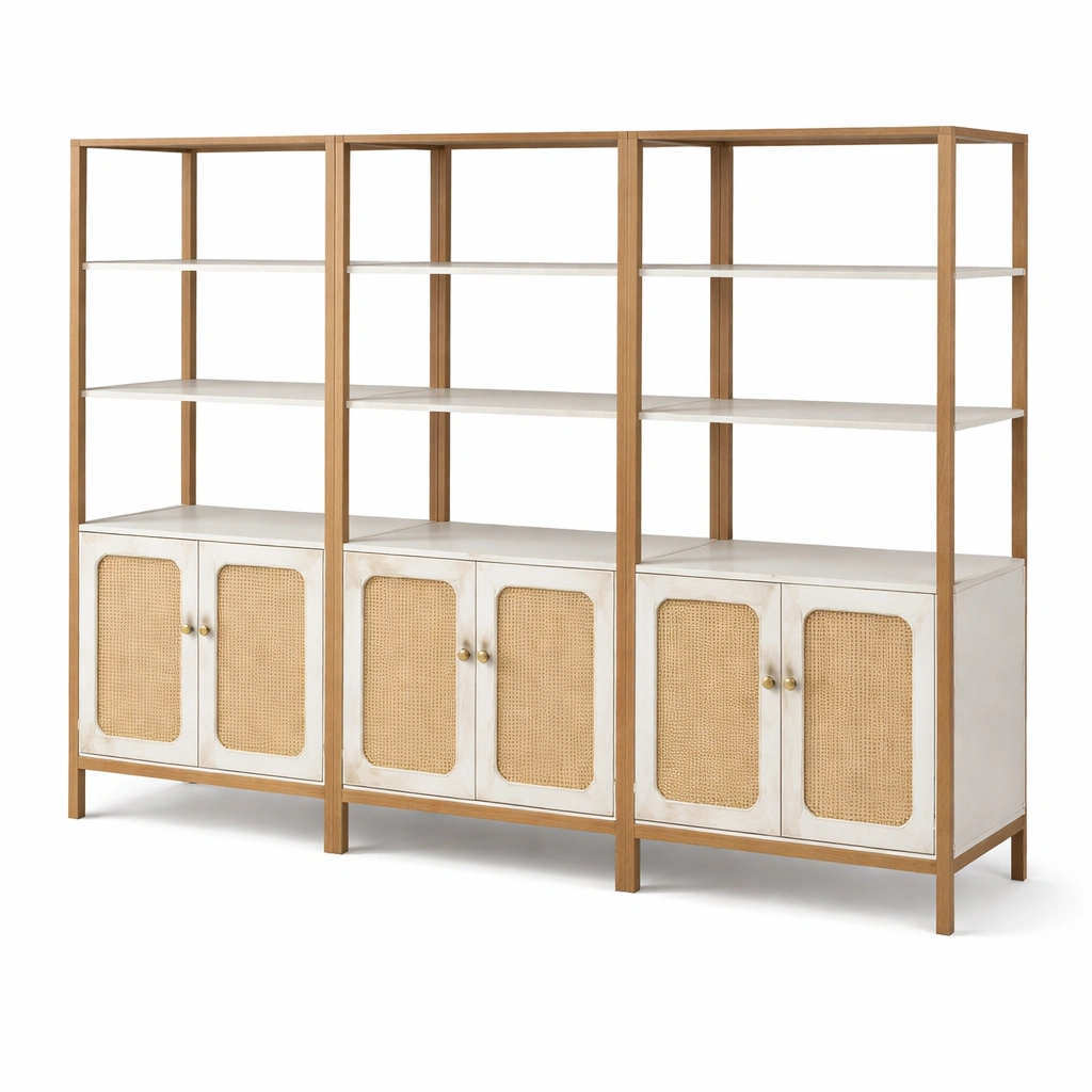 Nachttisch Holz Gruen Rattan Modern-qerlivo