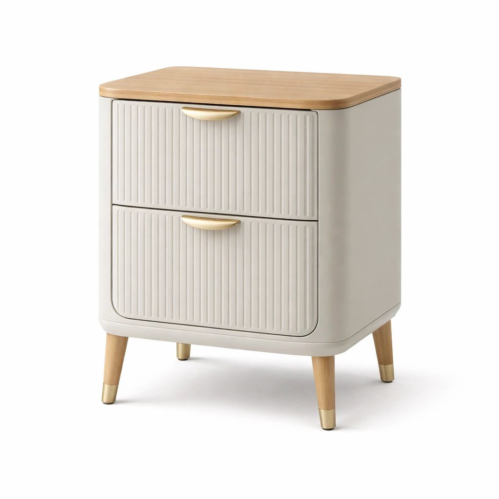 Nachttisch Holz Rattan Elegant-qerlivo