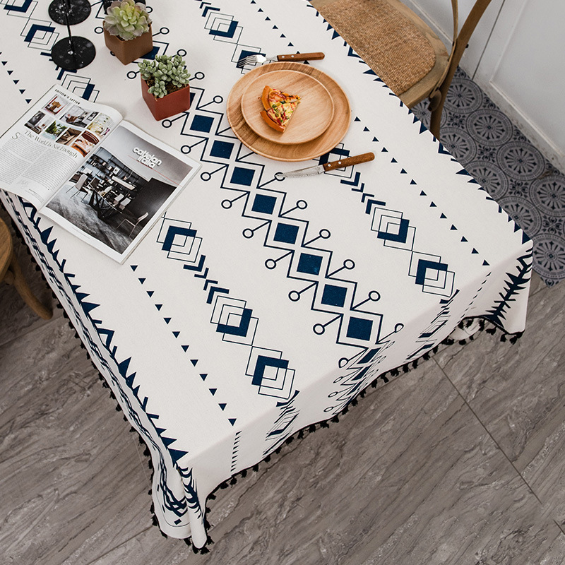Boho wasserdichte und ölbeständige Tischdecke mit Quasten