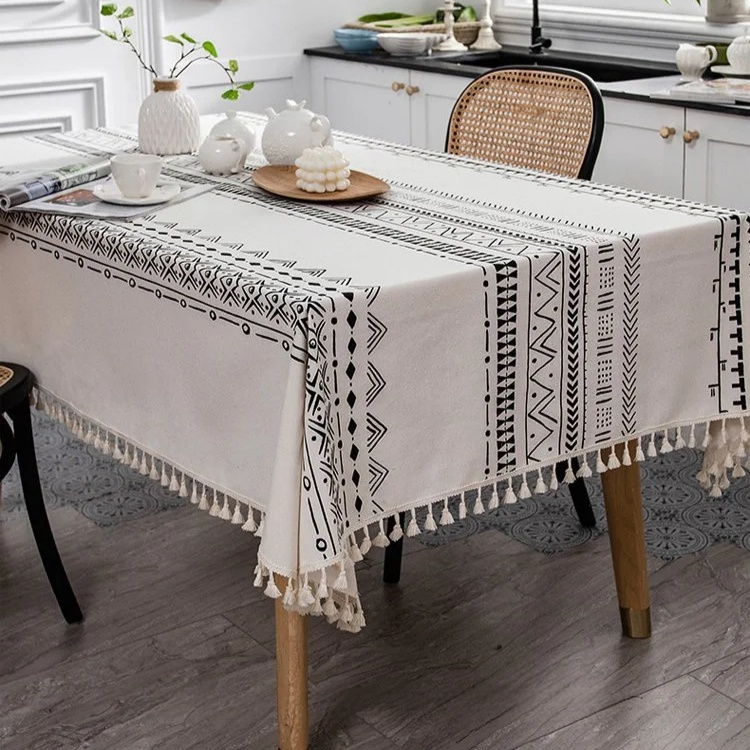 Boho wasserdichte und ölbeständige Tischdecke mit Quasten