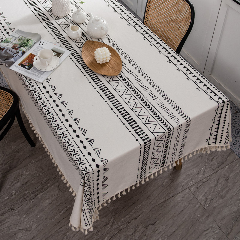 Boho wasserdichte und ölbeständige Tischdecke mit Quasten