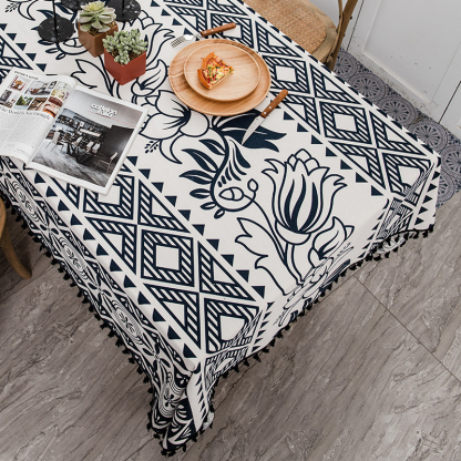 Boho wasserdichte und ölbeständige Tischdecke mit Quasten