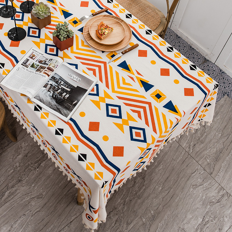 Boho wasserdichte und ölbeständige Tischdecke mit Quasten