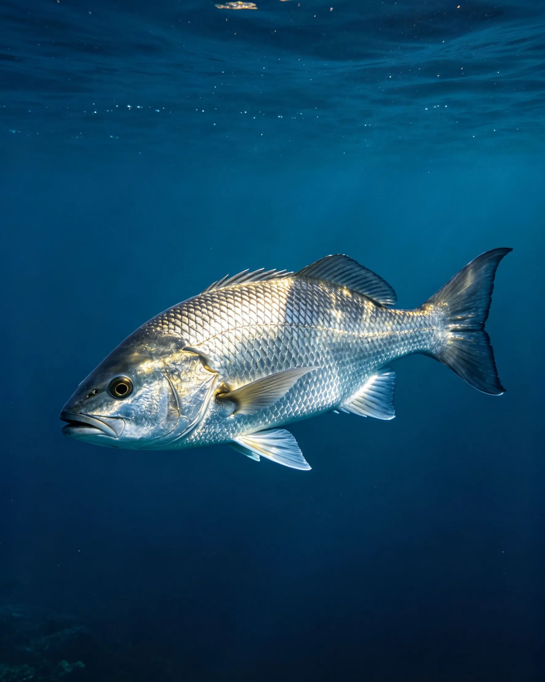 Tieftauchende Großfisch-Jagdpose, anti-verheddernd, Farbwechsel