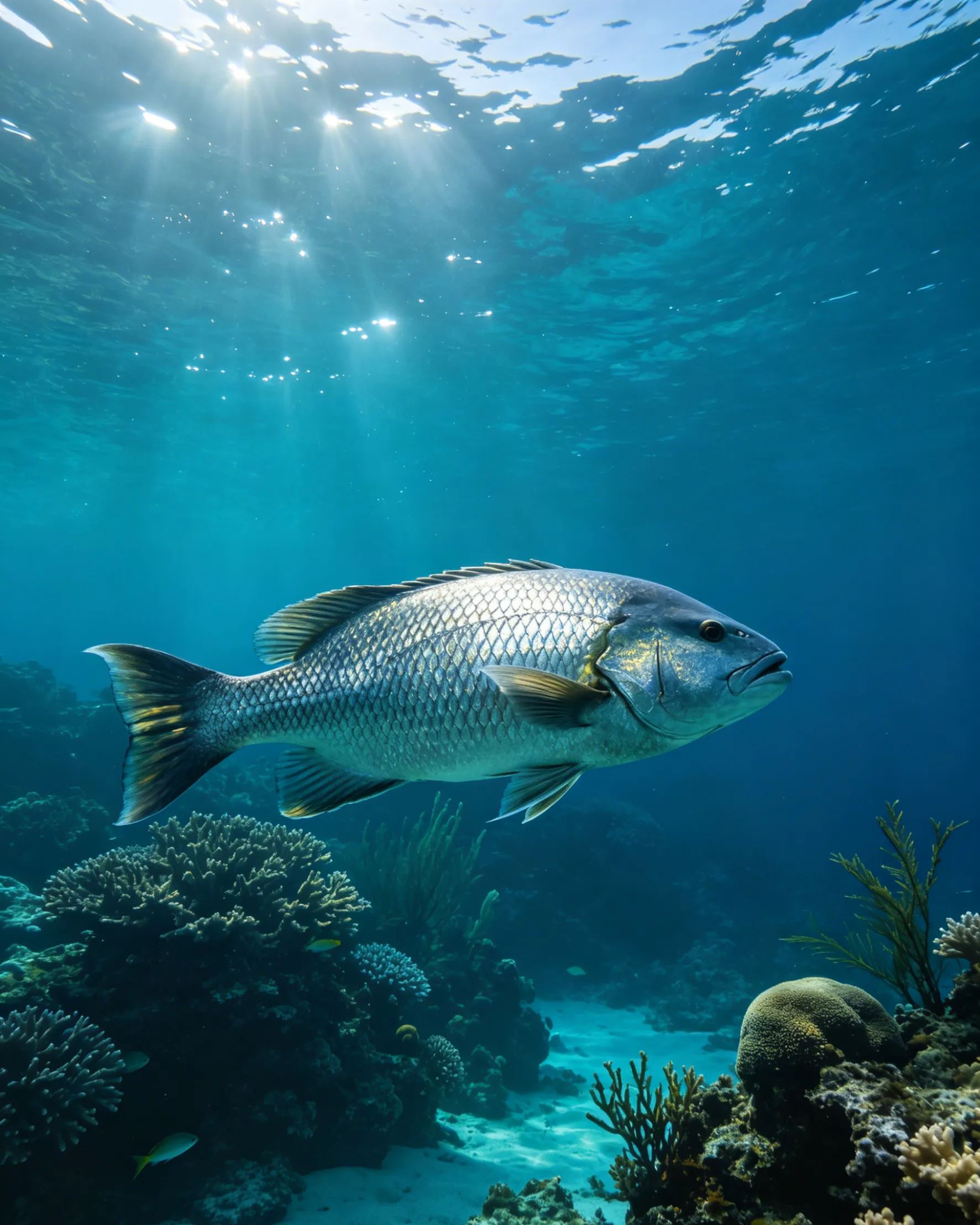 Tieftauchende Großfisch-Jagdpose, anti-verheddernd, Farbwechsel