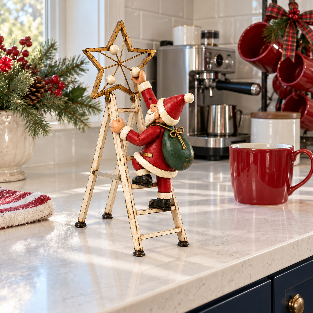 Santa’s Star-Hanging Ladder Decor