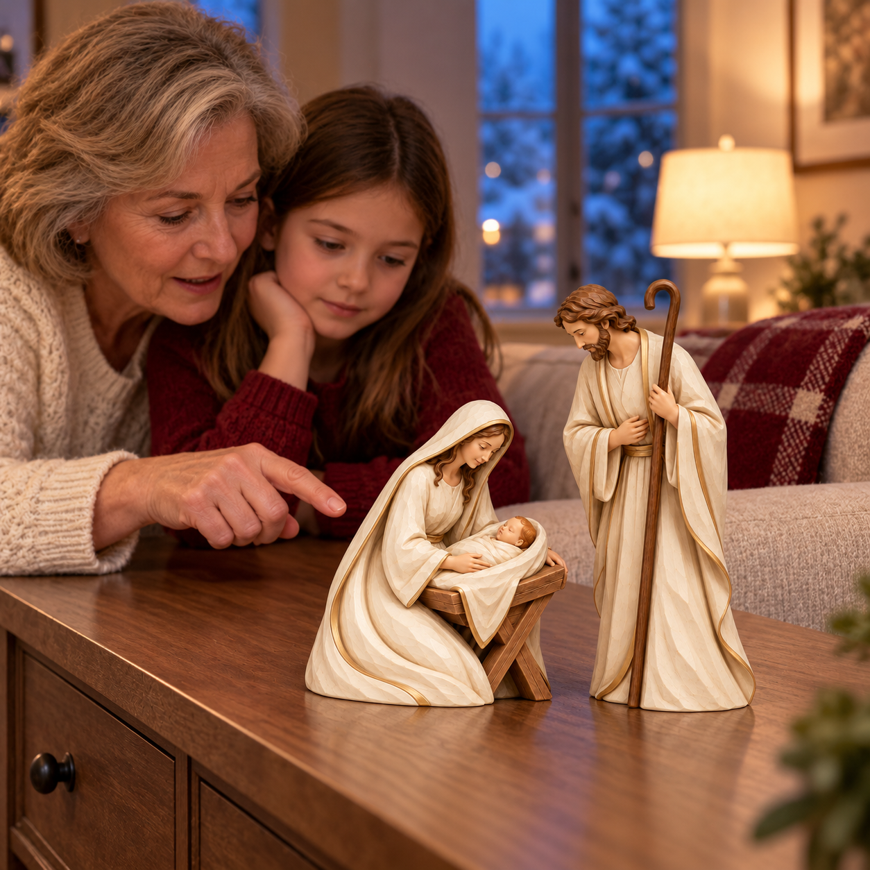 Ivory & Gold Holy Family Nativity Set