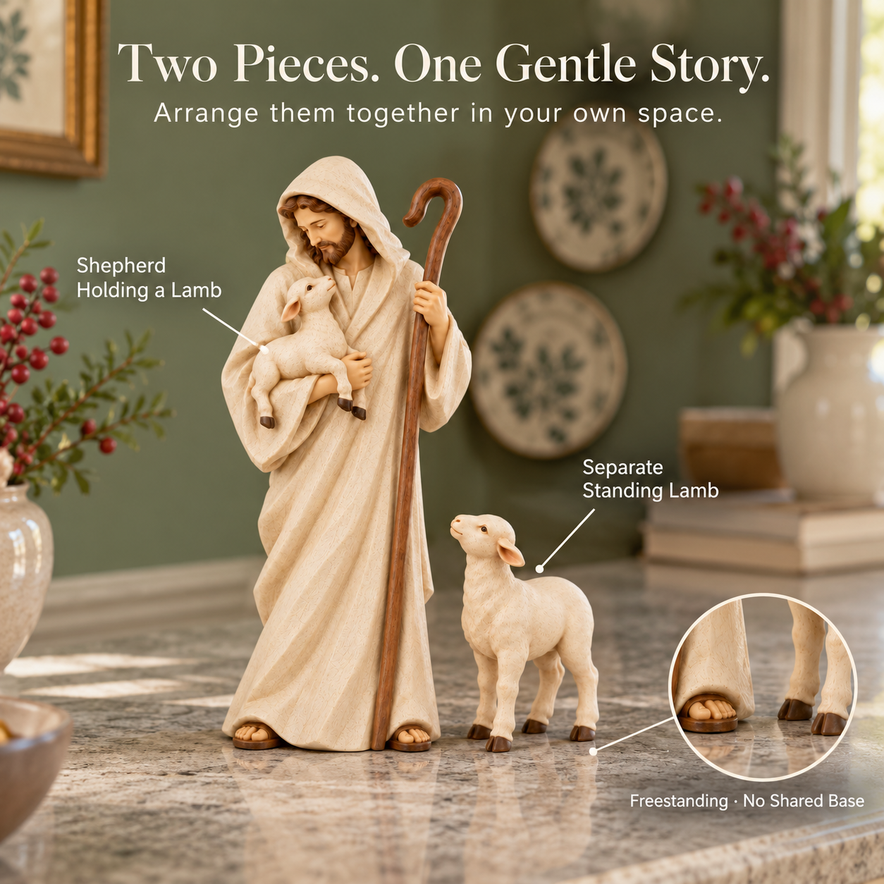Shepherd & Lamb Figurine Set