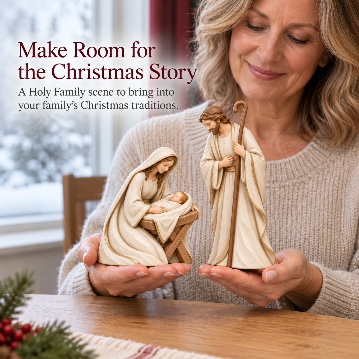 Ivory & Gold Holy Family Nativity Set