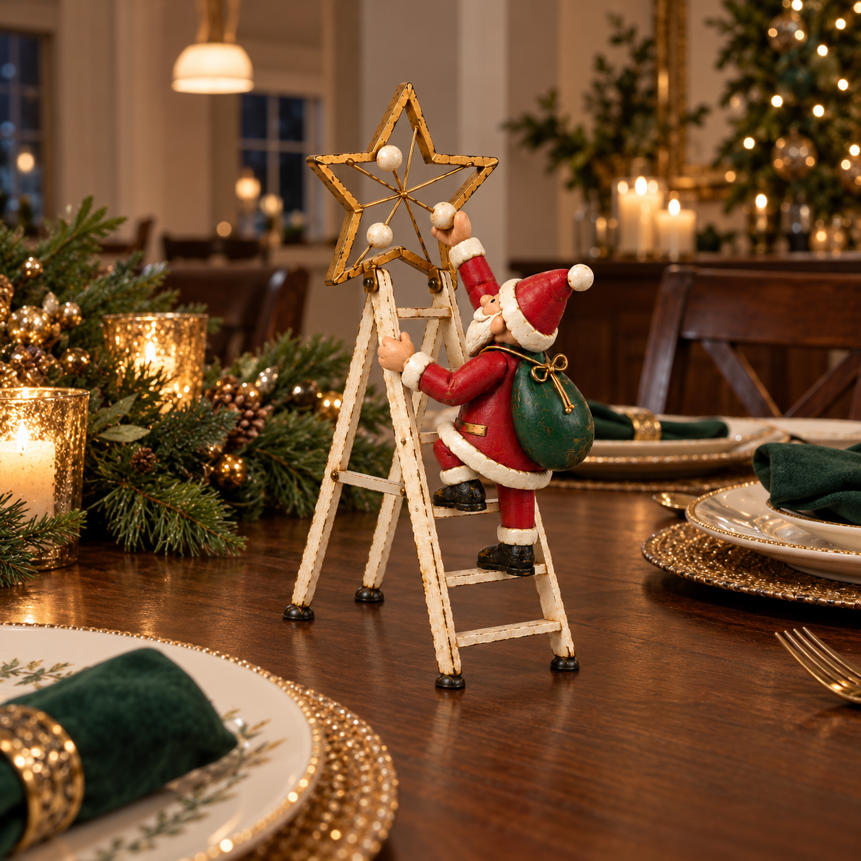 Santa’s Star-Hanging Ladder Decor