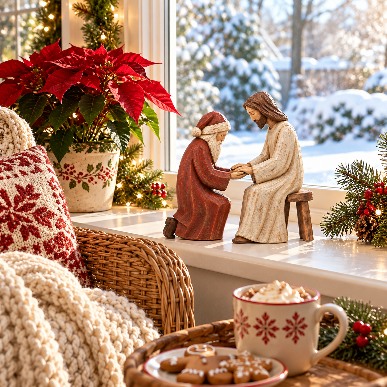 Held in Grace — Santa & Jesus Figurine Set