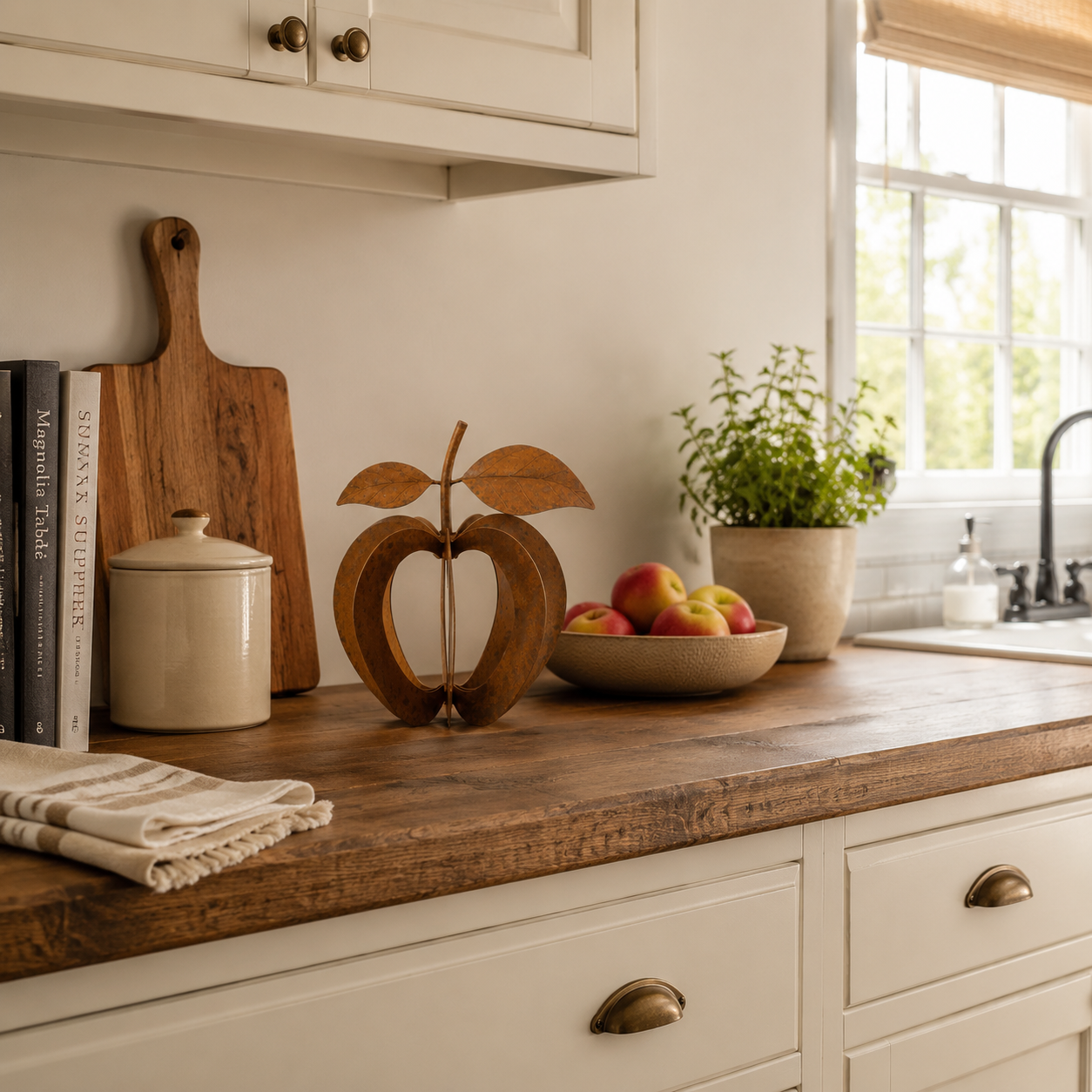Rustic Orchard Metal Fruit Sculpture