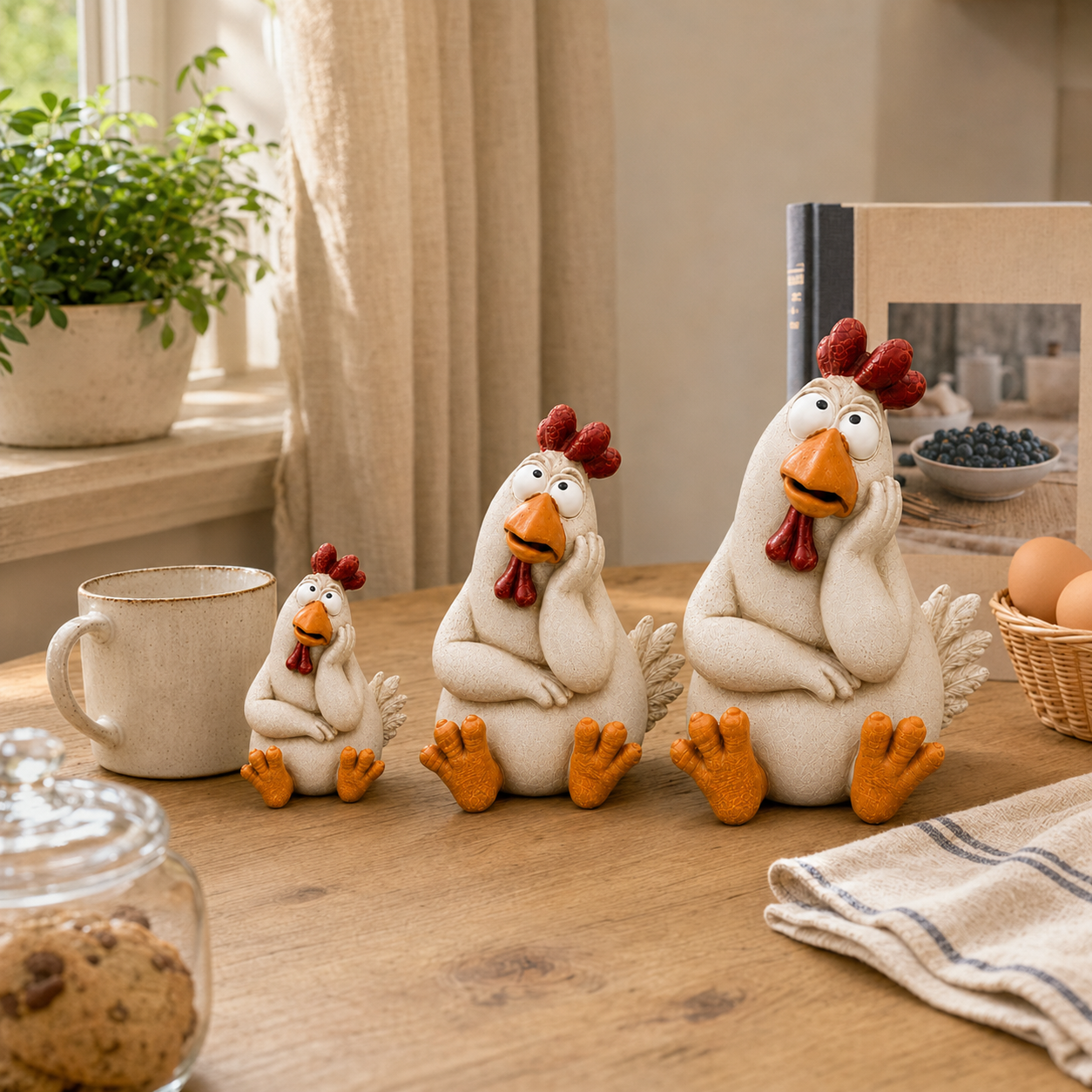 Daydreaming Chicken Resin Statue