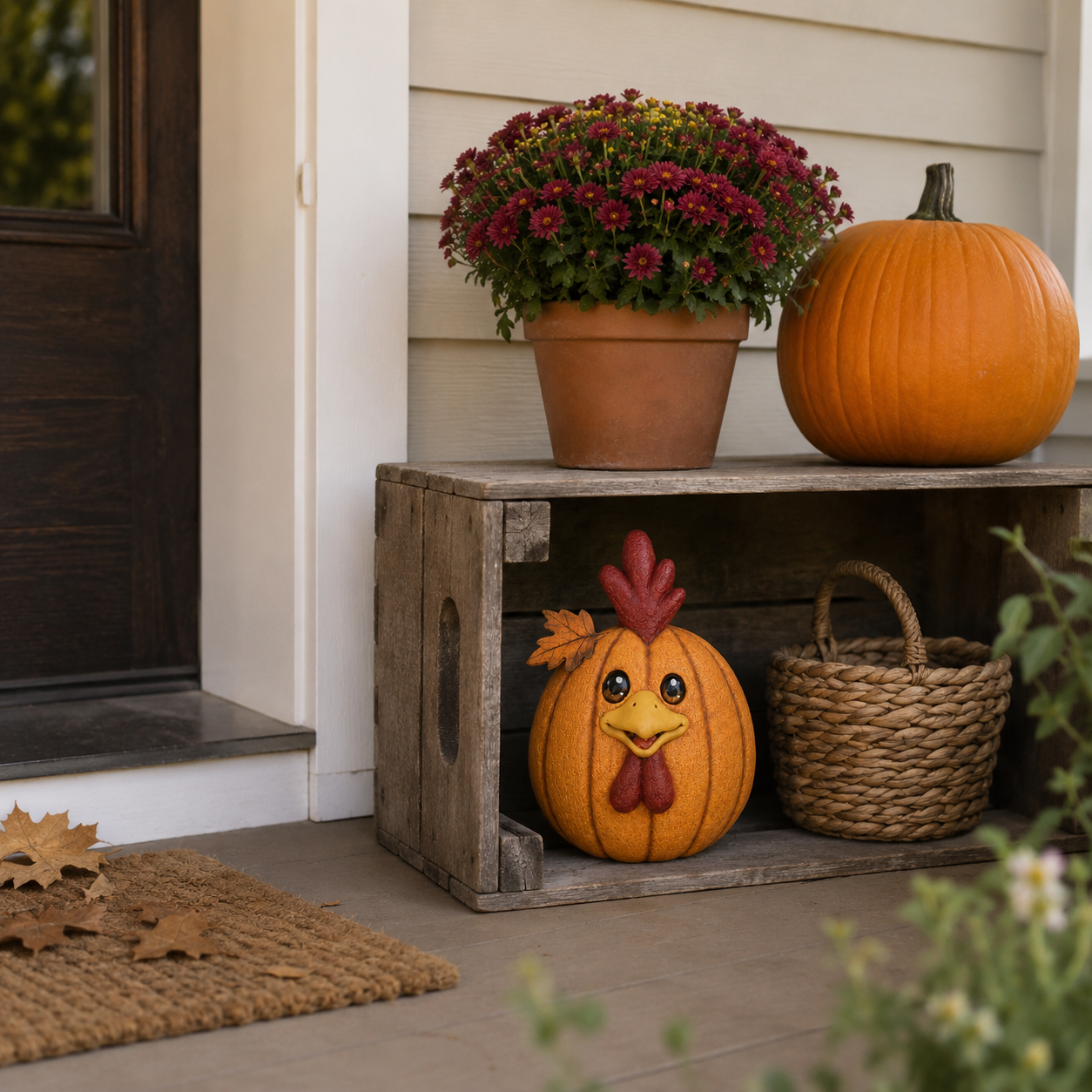 Lighted Pumpkin Chicken Decor