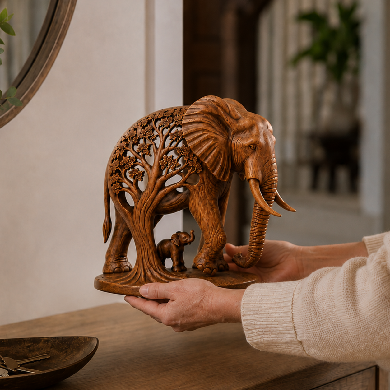 Elephant Family Tree Sculpture