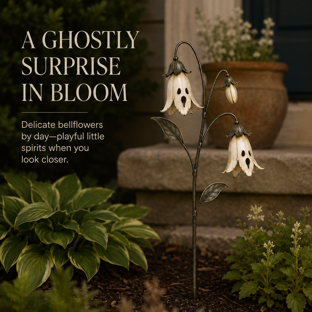 Ghost Bellflower Metal Garden Stake
