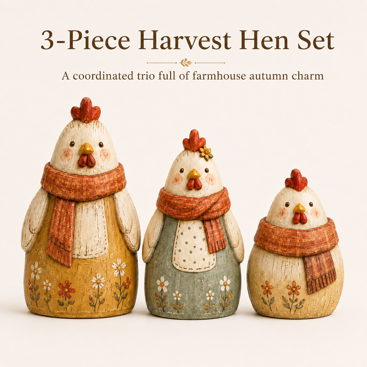 3-Piece Harvest Hen Figurine Set