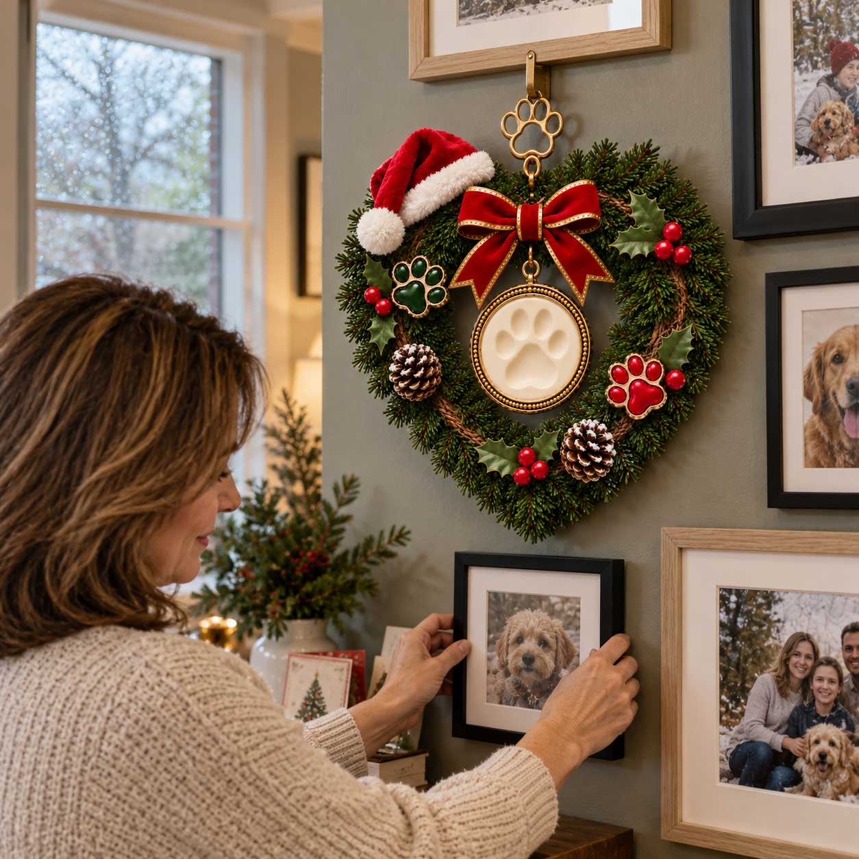  Forever Loved Lighted Pet Memorial Christmas Wreath with Remote    