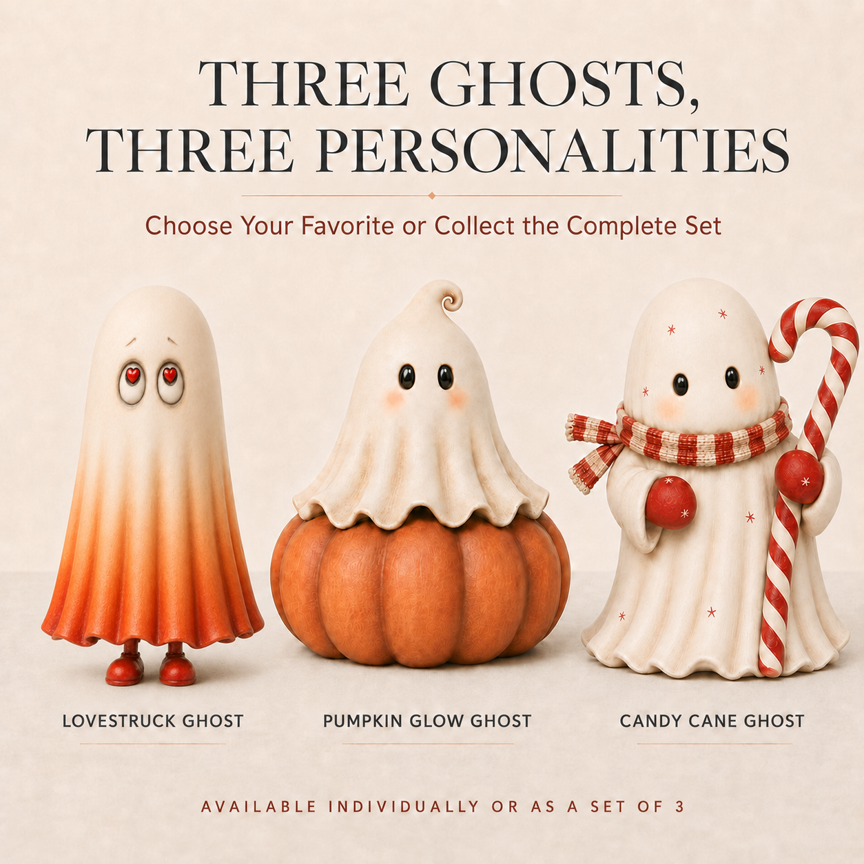 Lighted Seasonal Ghost Figurines