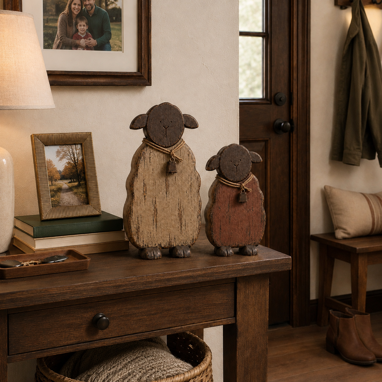 2Pcs Quiet Meadow Rustic Sheep Pair