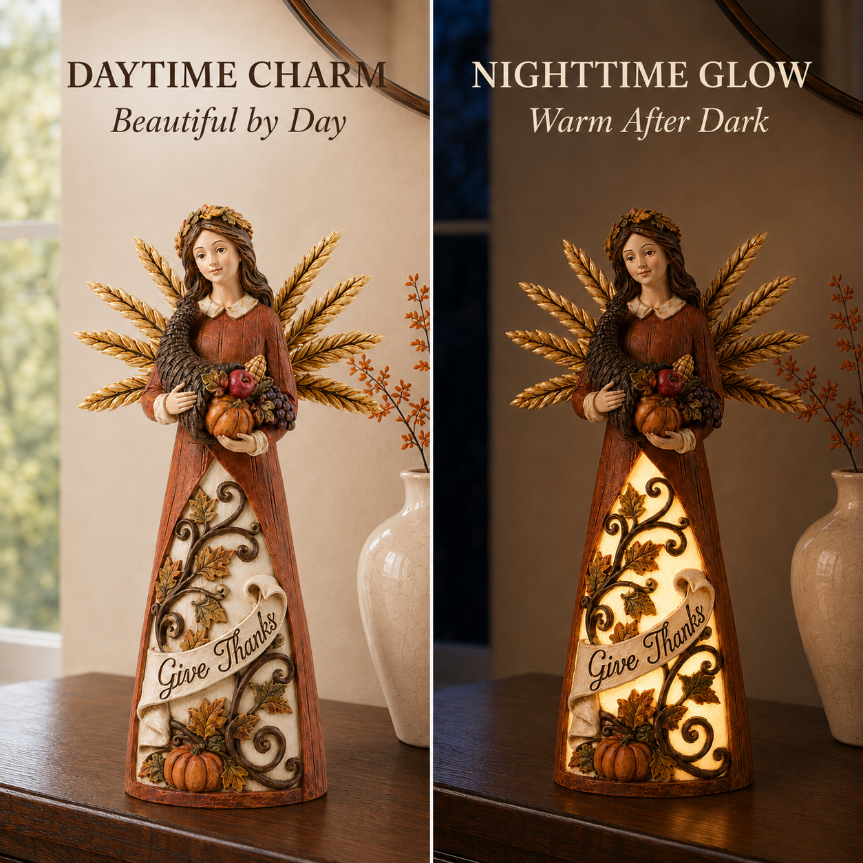 Lighted Harvest Angel Decor