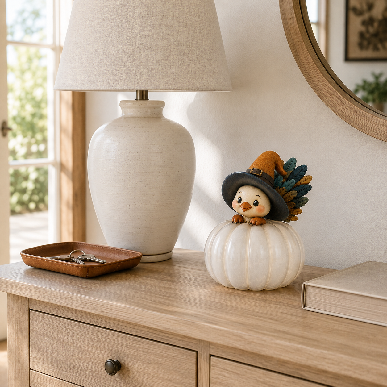 Lighted Witch Turkey Pumpkin Decor