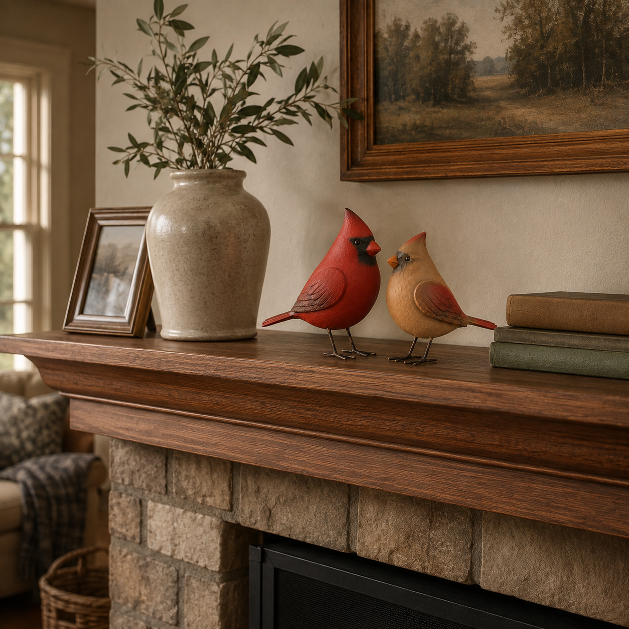 2Pcs Cardinal Companion Figurines