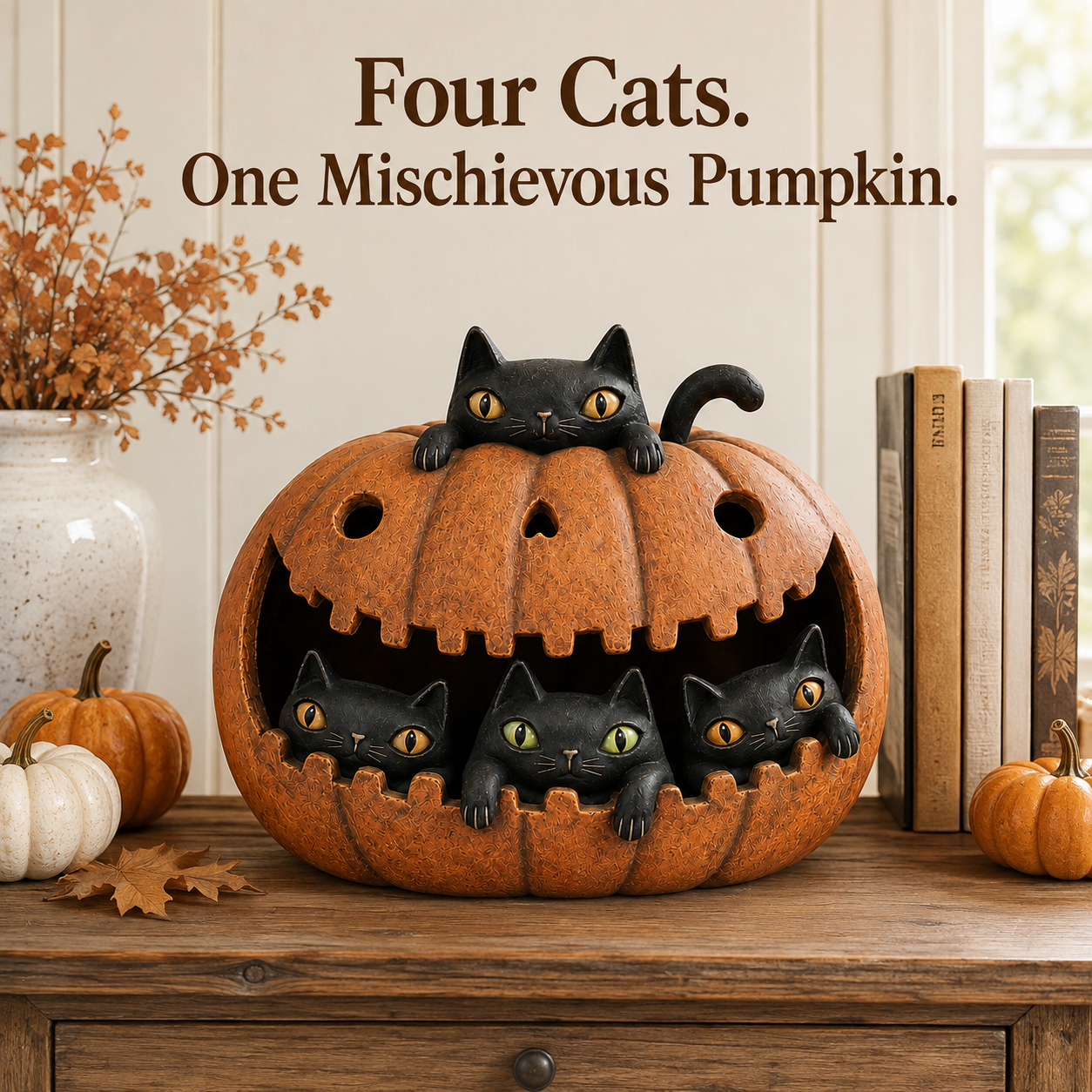 Lighted Black Cat Pumpkin
