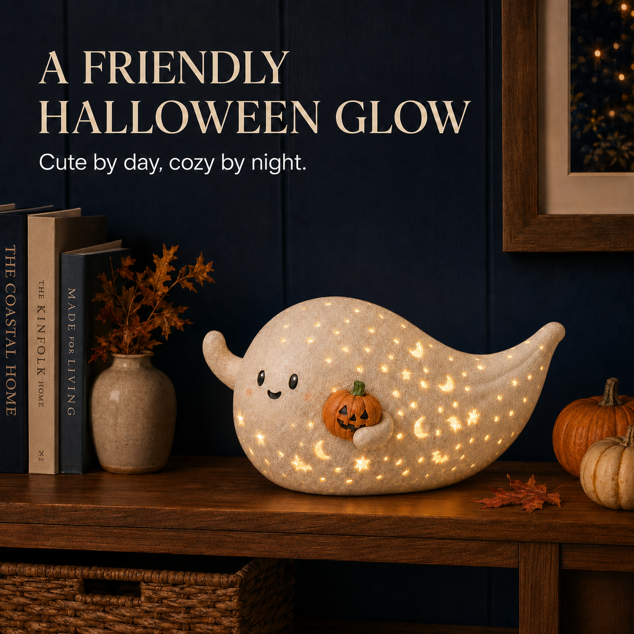 Lighted Pumpkin Ghost Decor