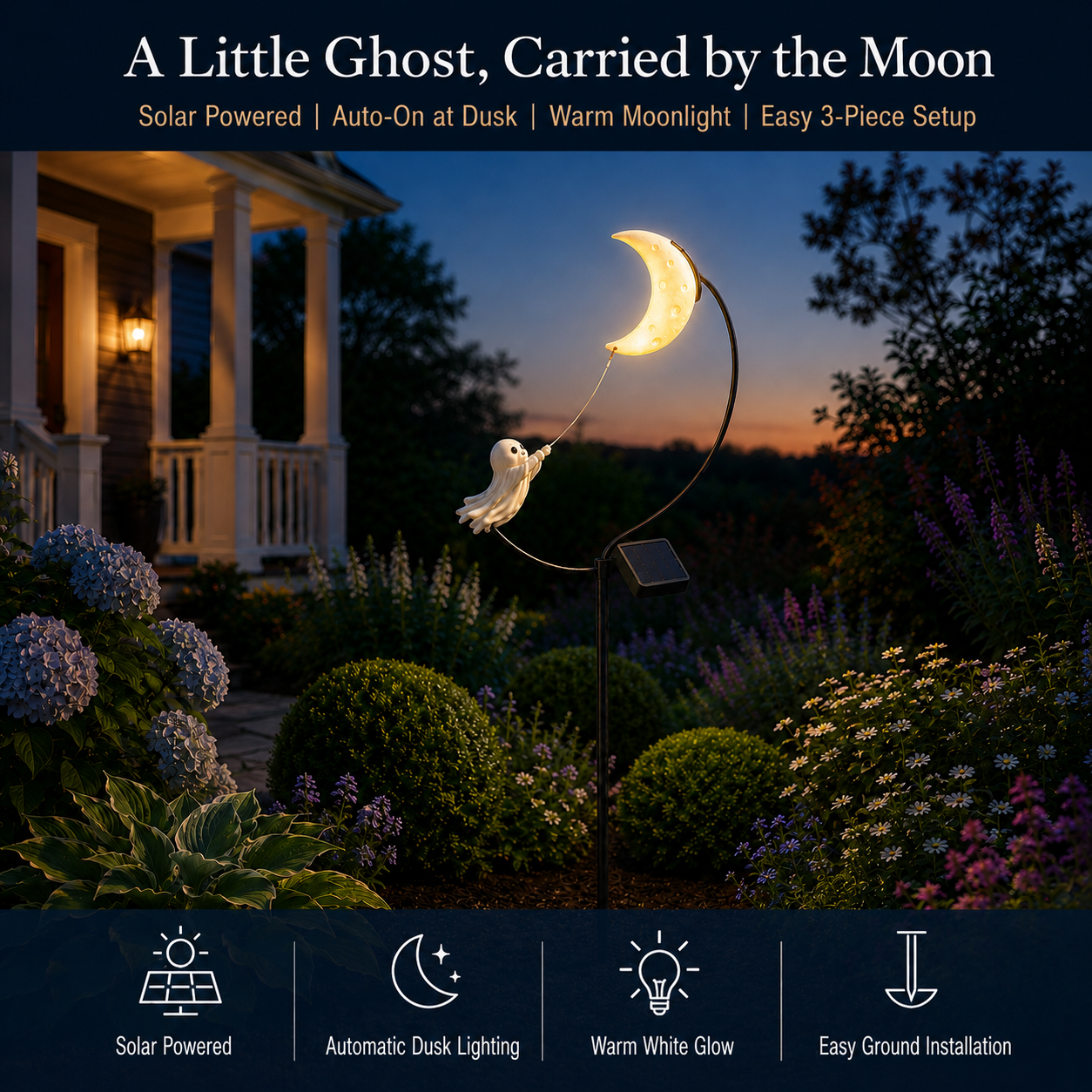 Moonbound Ghost Solar Garden Stake Light
