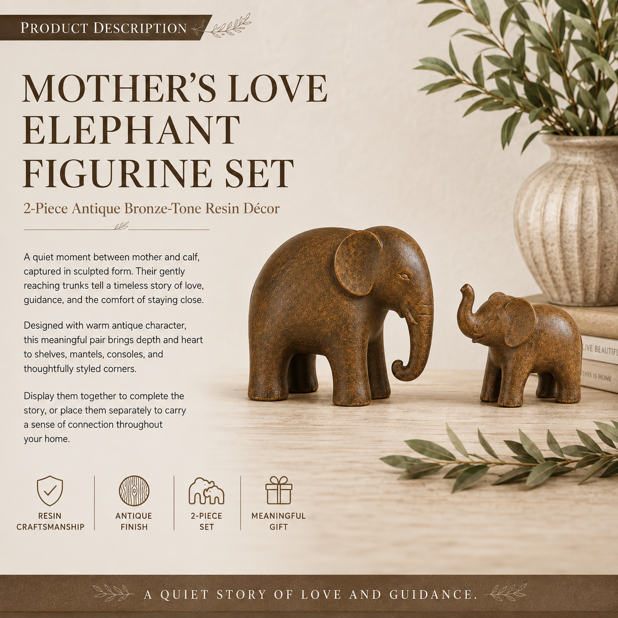 Mother’s Love Elephant Figurine Set