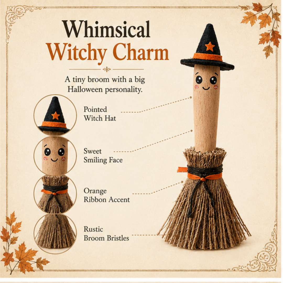 Little Witch Broom Tabletop Decor