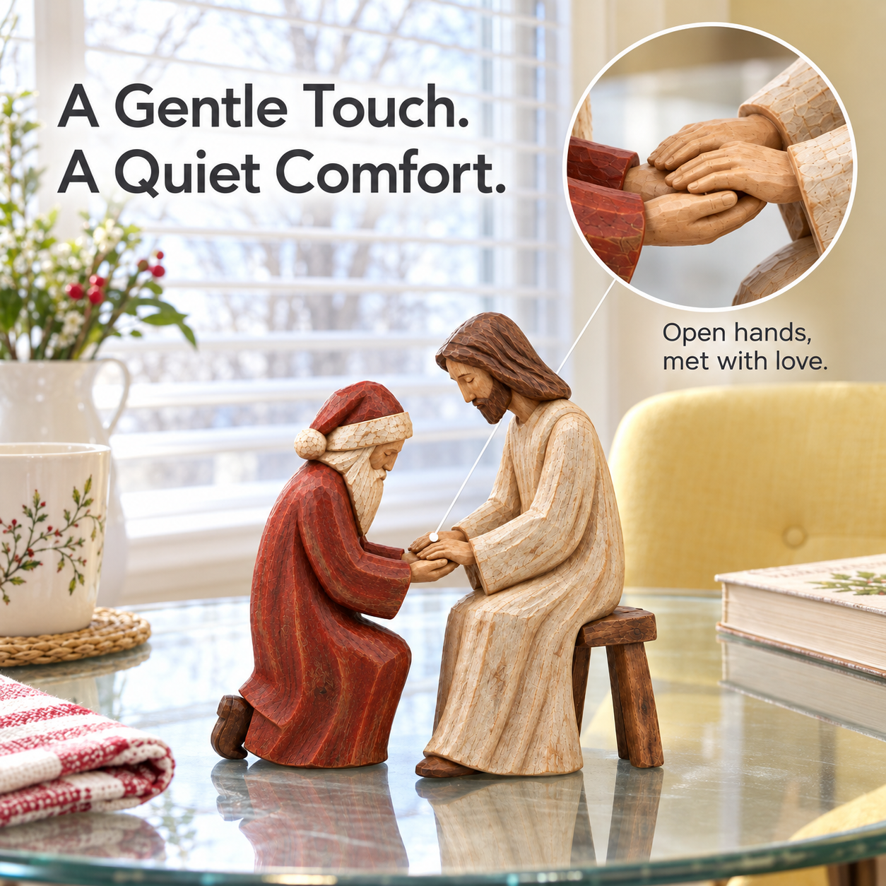 Held in Grace — Santa & Jesus Figurine Set