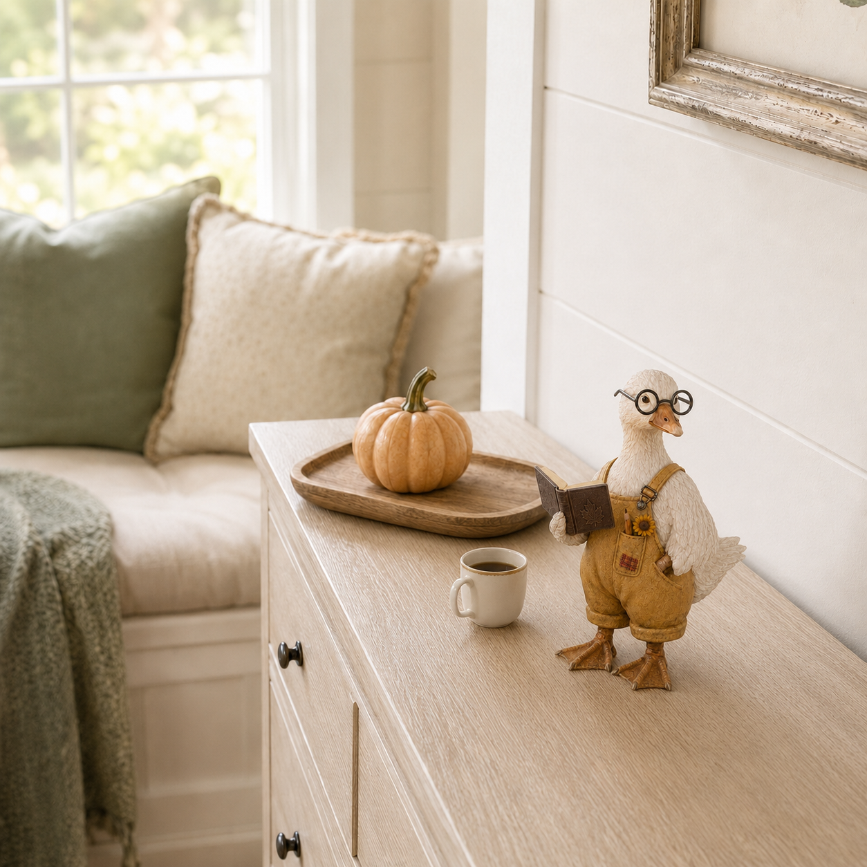 Lighted Reading Goose Decor