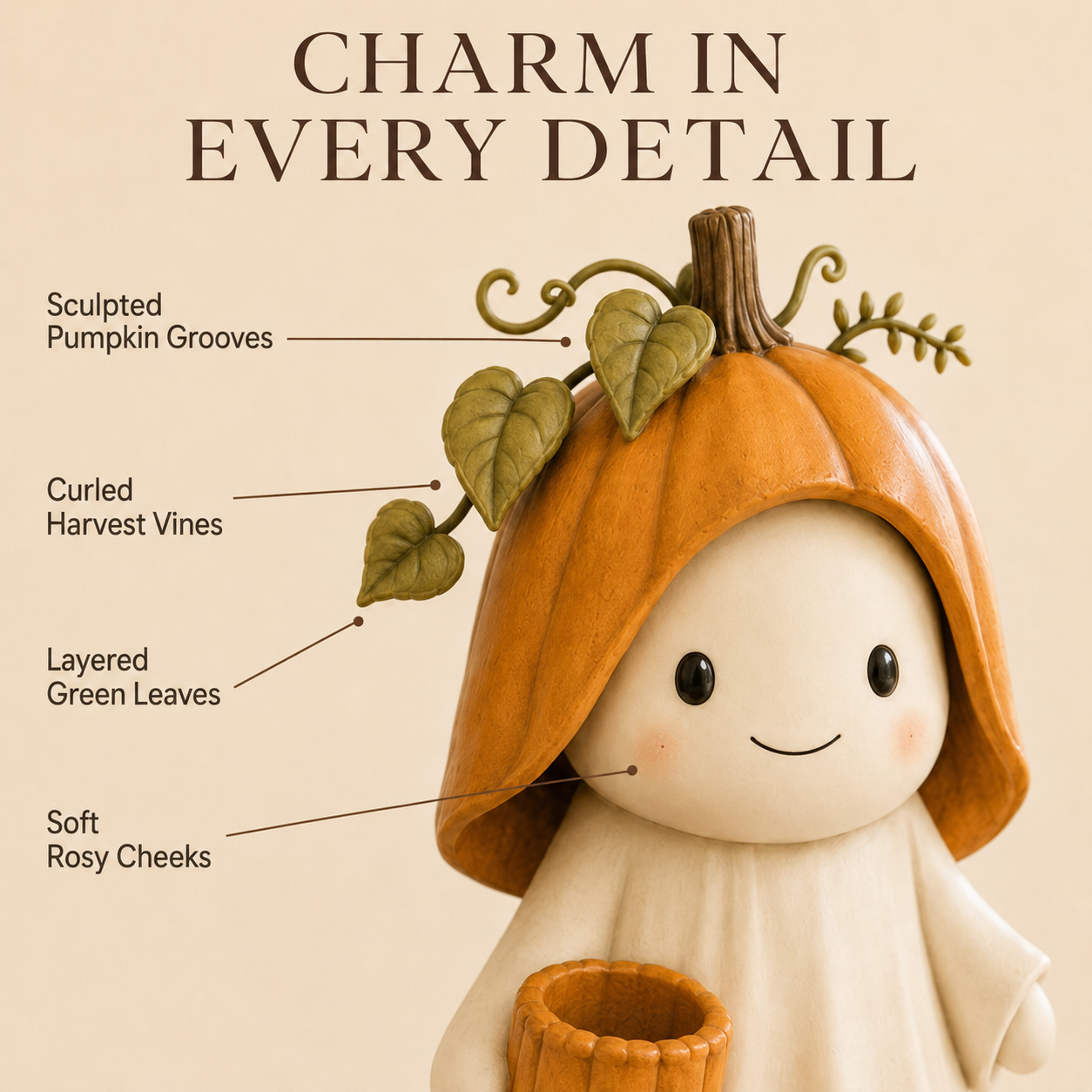 Pumpkin Hood Ghost Figurine