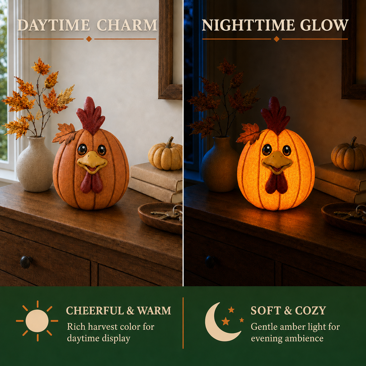 Lighted Pumpkin Chicken Decor